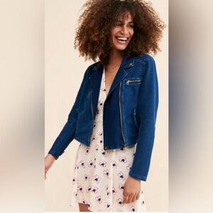 Anthro Pilcro denim moto jacket
